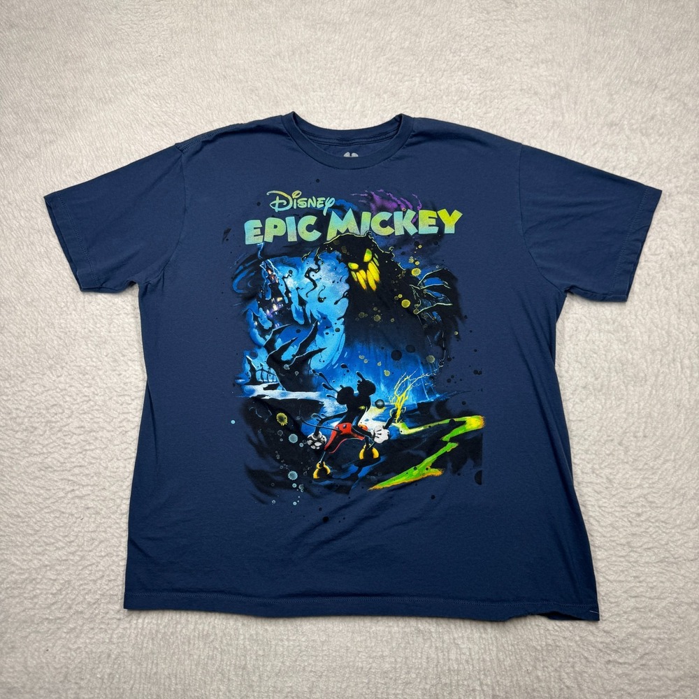 Disney Epic Mickey Graphic Shirt Blue Men's Size XL